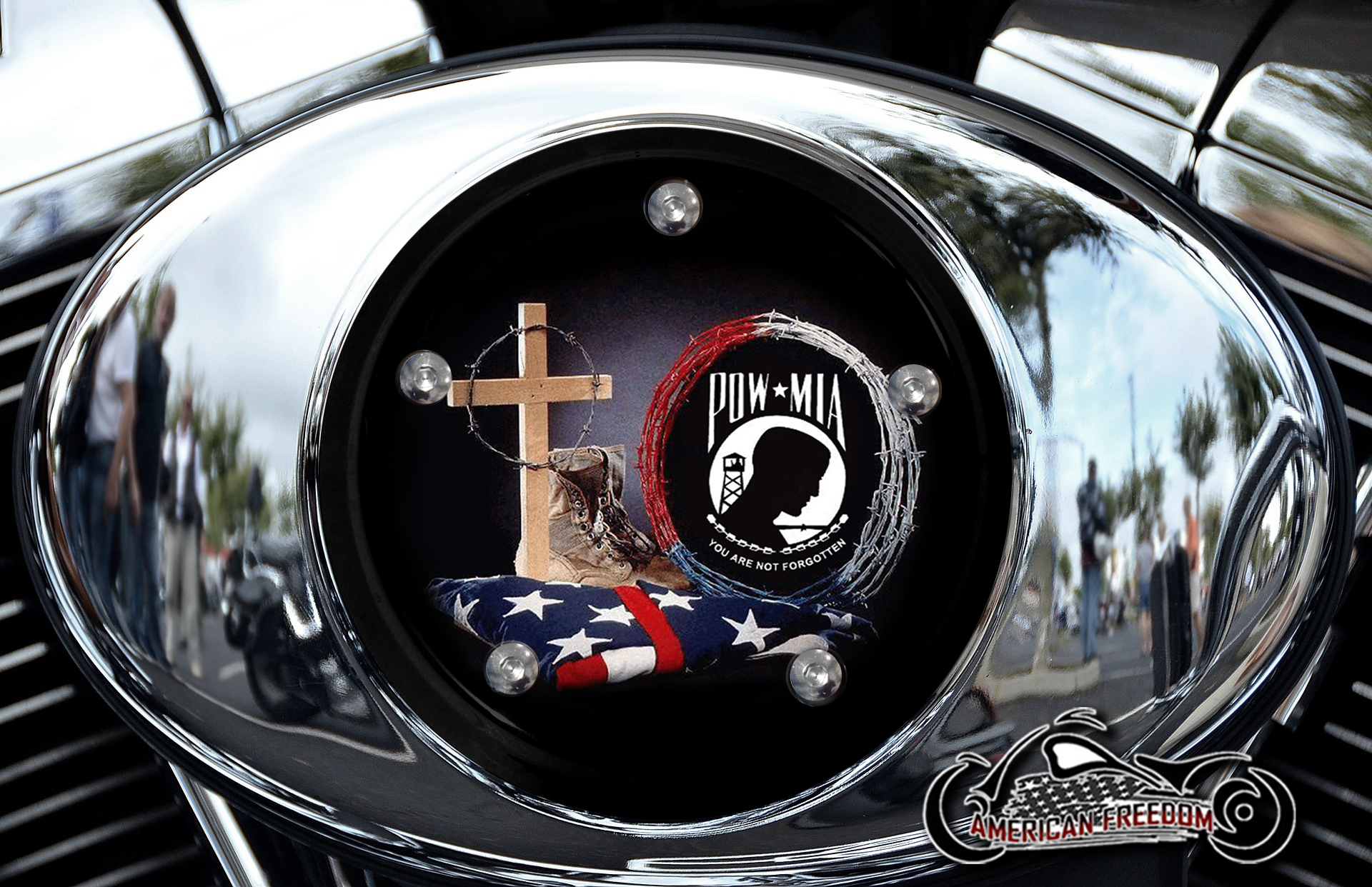 Harley Air Cleaner Cover - POW MIA Boots & Cross